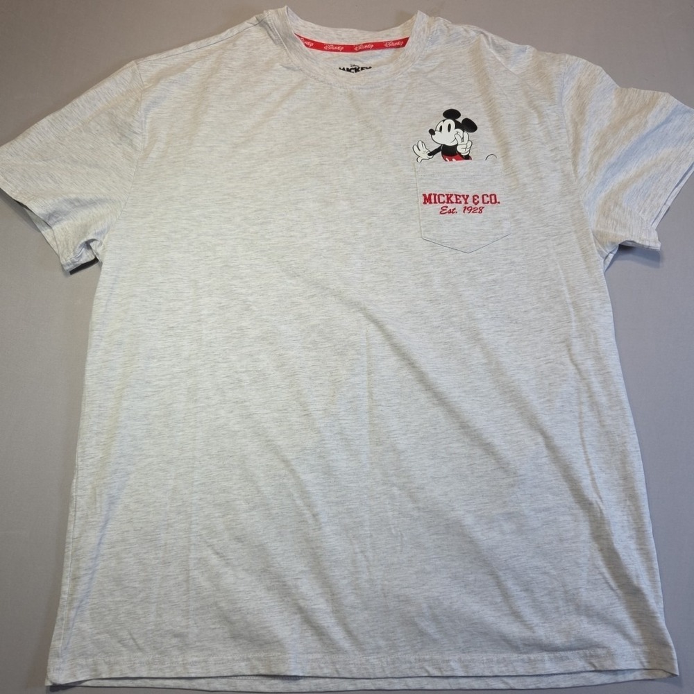 Disney Mickey Mouse & Friends Pocket T-Shirt XXL Gray Graphic Tee Goofy Pluto Do